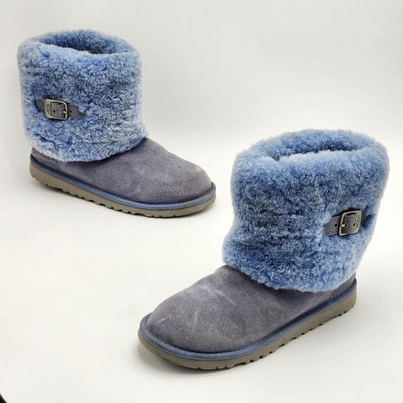 UGG Australia Ellee Shearling Classic Short Boots Baby Blue Size 6 - Picture 1 of 9